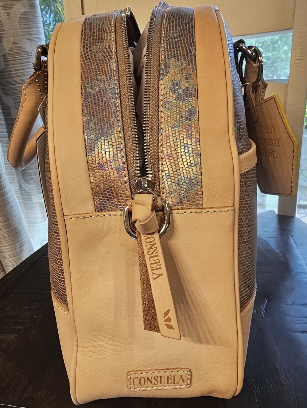 Consuela Gloria Commuter Tote NWT Iridescent Leather Work Travel Bag - Picture 4 of 16